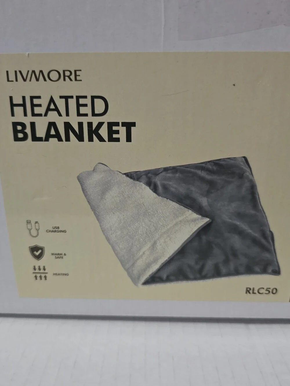 Livmore Heated Blanket USB Charging Gray NEW 39.3